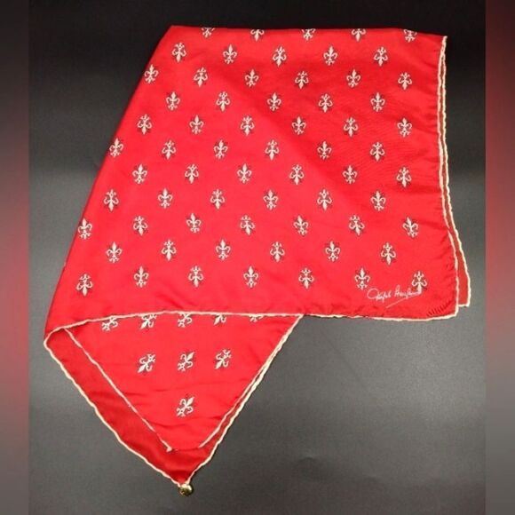Fleur de Lys Vintage Silk Seta Scarf  Rolled Hem Women's Accessories - Picture 1 of 13